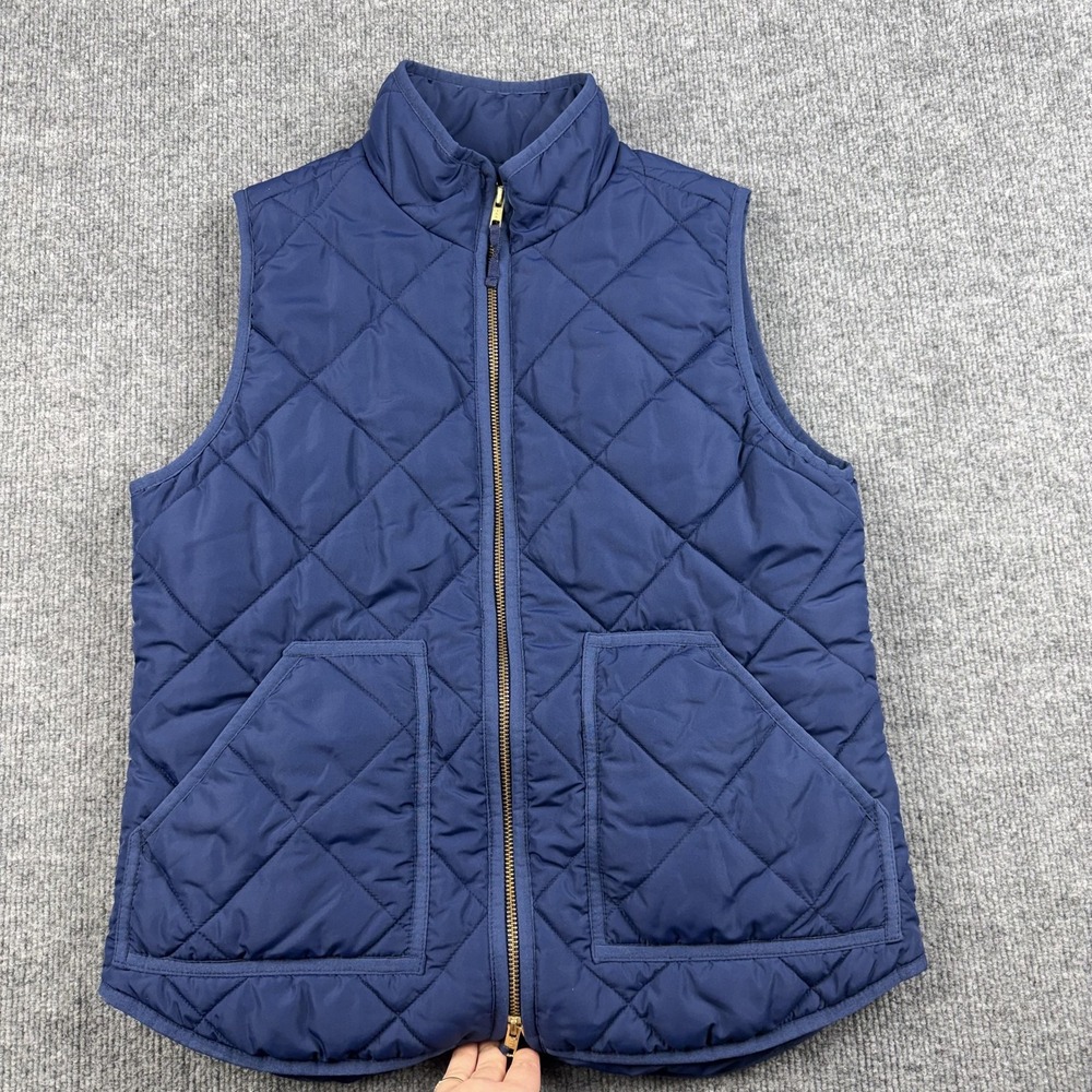 J.Crew Quilted Vest Womens Small‎ Navy Blue Puffer Full Zip Outdoor G7520